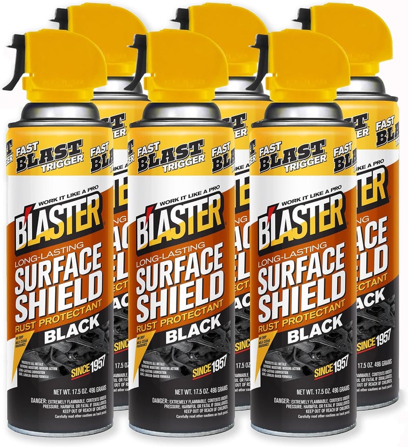 B’laster Surface Shield Anti Rust Spray for Metal – Black Series Rust Prevention Spray for Tools, Equipment & Moving Parts – Long-Lasting Corrosion Protection with Lanolin-Based Formula – (Case of 6)